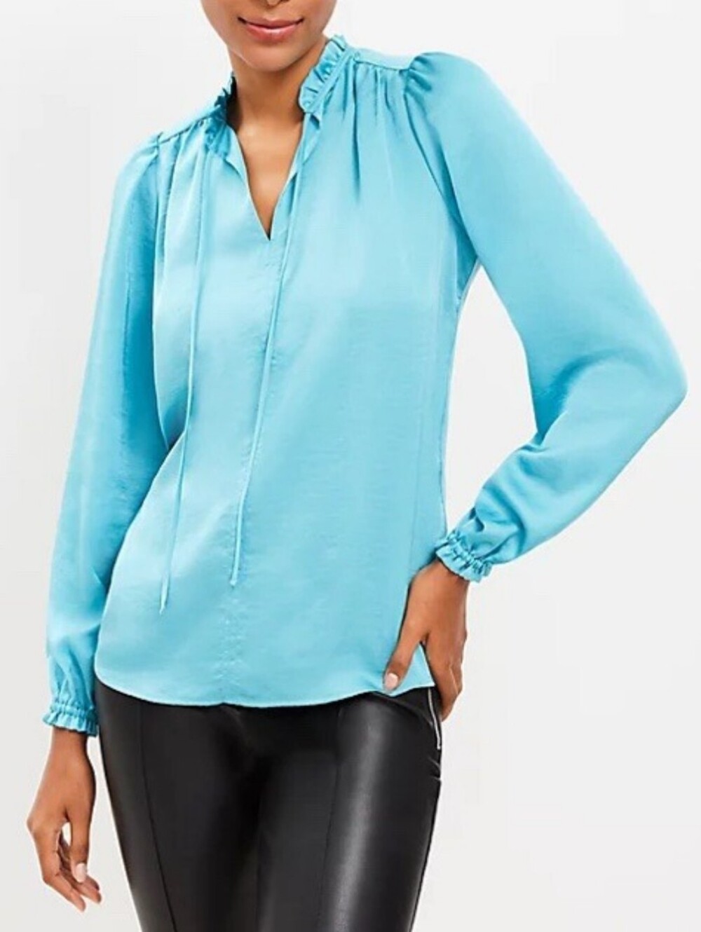 NWOT! Ann Taylor Summer Resort Loft Ruffle Women's Mixed Media Beach  Blouse XS
